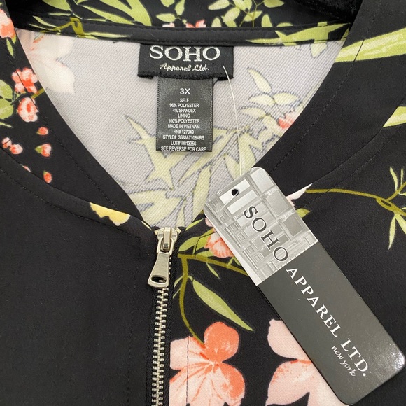 SOHO APPAREL LTD - NEW YORK FLORAL BOMBER JACKET - 3X - Picture 9 of 10